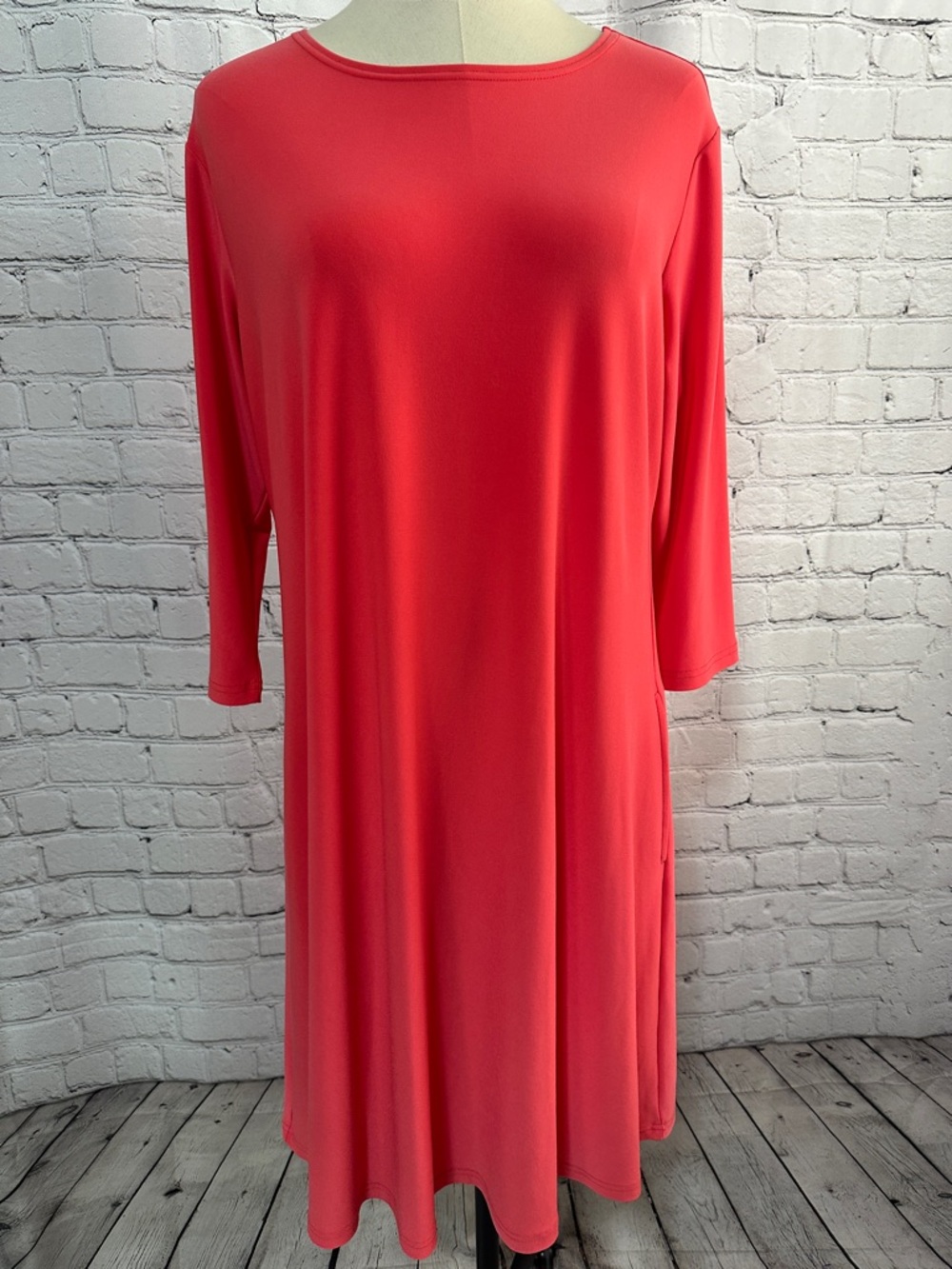 SYMPLI Red-Orange 3/4 Sleeve Comfy Dress Size 12